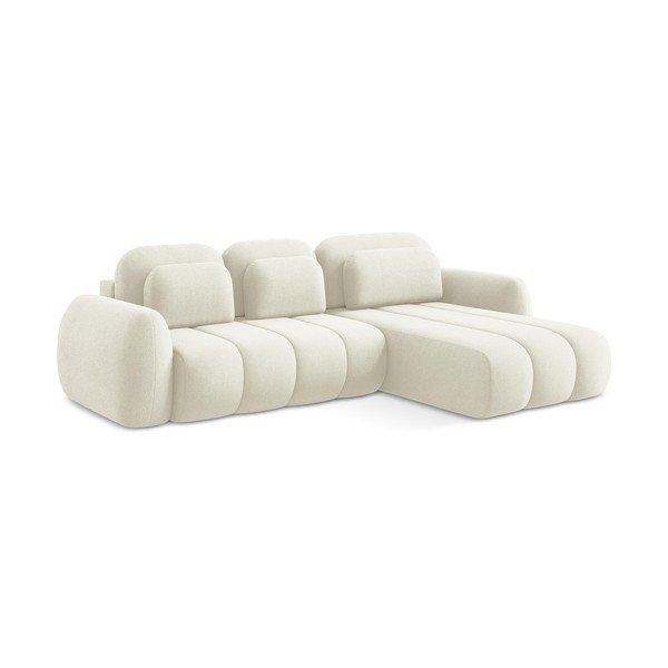 Smėlio spalvos iš boucle sulankstoma/su sandėliavimo vieta kampinė sofa (su dešiniuoju kampu/su gultu) Pele – Makamii-image-3