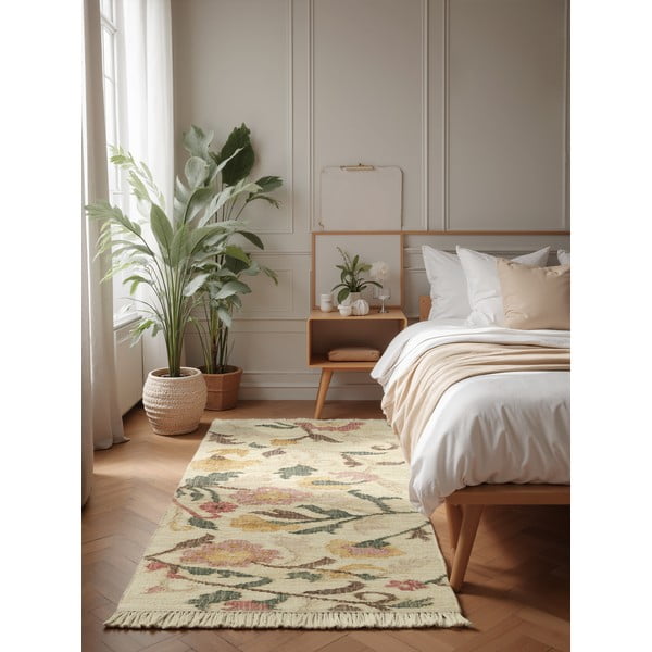 Rankų darbo kreminės spalvos iš džiuto kilimas 80x200 cm Roya Violette – Elle Decoration-image-1