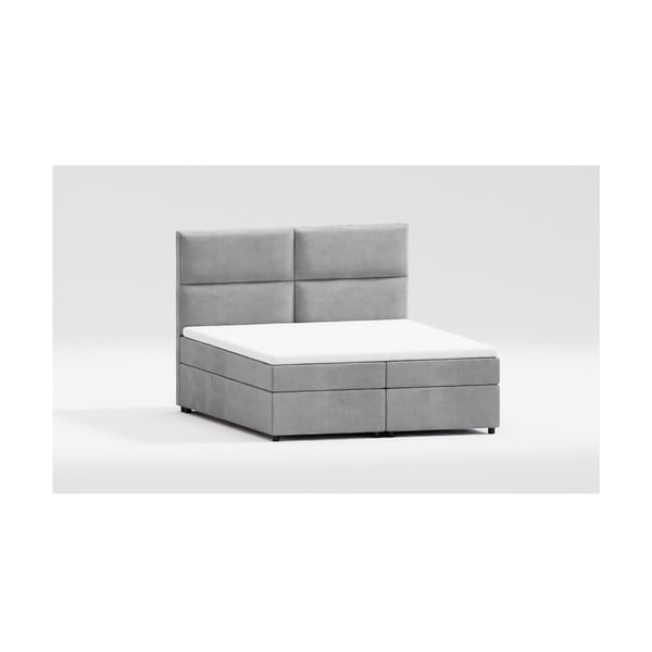 Dvigulė lova šviesiai pilkos spalvos audiniu dengta su sandėliavimo vieta su lovos grotelėmis 140x200 cm Rico – Ropez