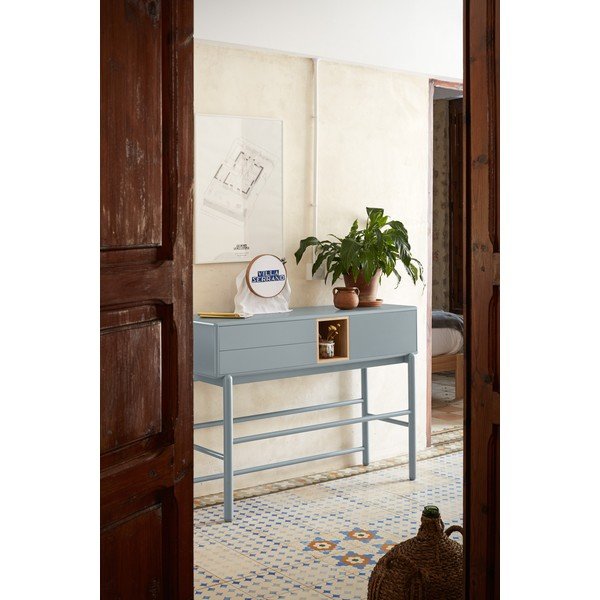 Konsolinis staliukas mėlynos spalvos/pilkos spalvos 35x120 cm Corvo – Teulat-image-1