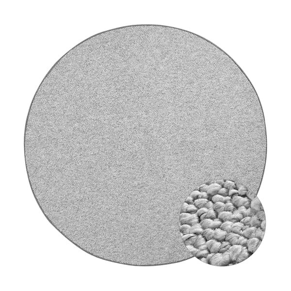 Apvalios formos kilimas pilkos spalvos ø 200 cm Wolly – BT Carpet