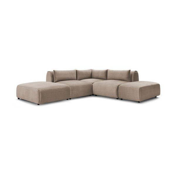 Taupe spalvos modulinė kampinė sofa iš velveto Jeanne – Bobochic Paris-image-4