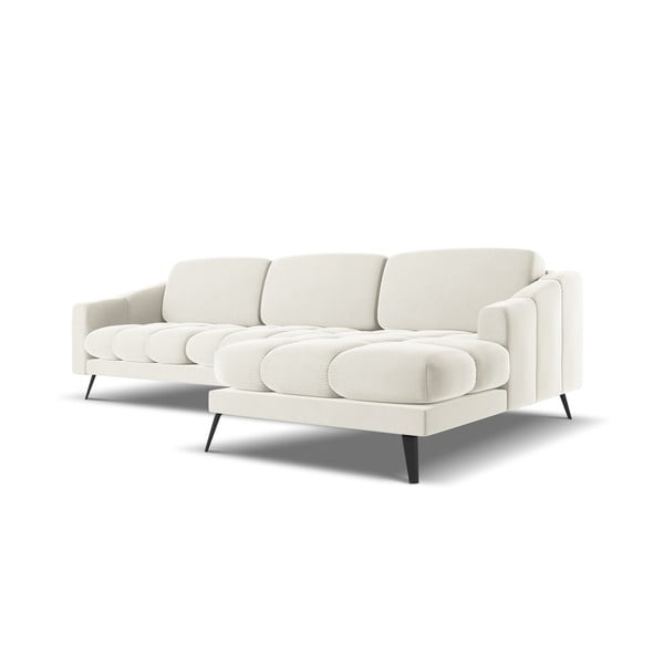 Kreminės spalvos iš velveto kampinė sofa (su dešiniuoju kampu) Nalu – Makamii-image-2
