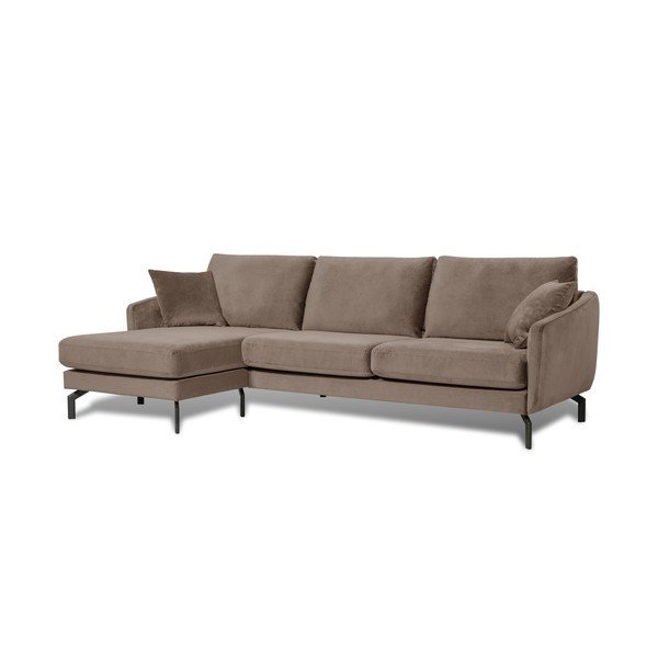 Rudai pilka kampinė sofa su aksomo užvalkalu Scandic Magic, kairysis kampas-image-2