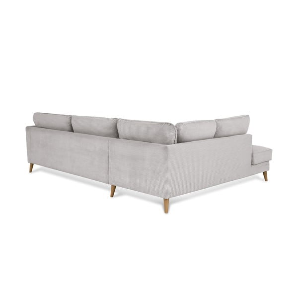 Iš kordinio velveto kampinė sofa šviesiai pilkos spalvos (su kairiuoju kampu) Paris – Scandic-image-3
