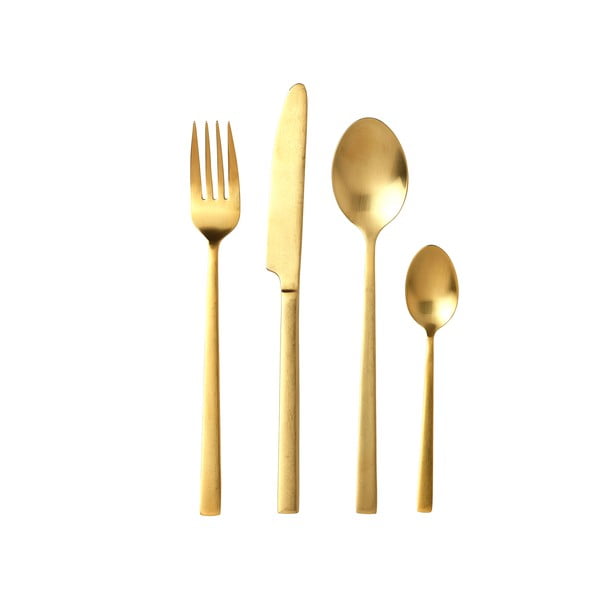 Žalvario spalvos plieniniai stalo įrankiai 16 vnt. Brass – Bitz