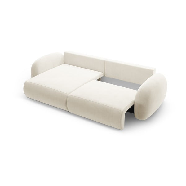 Kreminės spalvos iš velveto sulankstoma/su sandėliavimo vieta kampinė sofa Tonale – Cosmopolitan Design-image-3