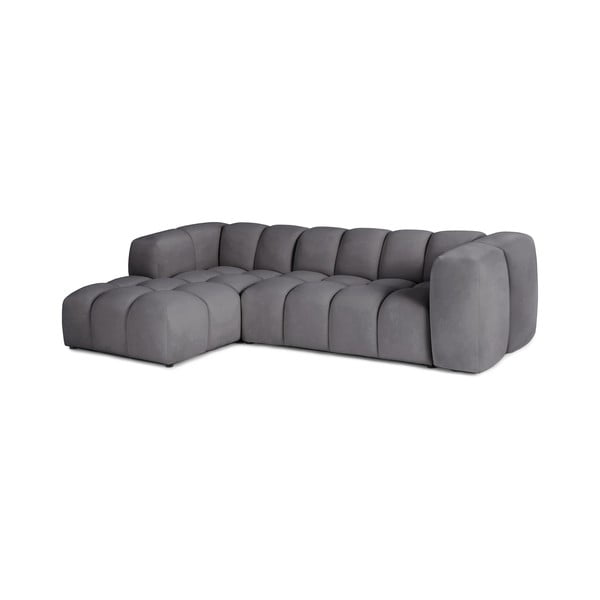 Pilkos spalvos iš velveto kampinė sofa (su kairiuoju kampu/su gultu) Cube – Bonami Selection-image-2