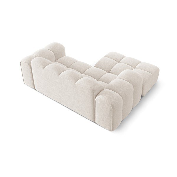 Kreminės spalvos iš šenilinio audinio kampinė sofa (su kairiuoju kampu/su gultu) Treno – Cosmopolitan Design-image-3
