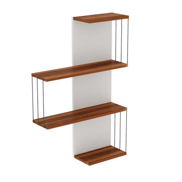 Kelių aukštų sieninė lentyna baltos spalvos/natūralios spalvos iš pušies 64 cm Cambel – Kalune Design
