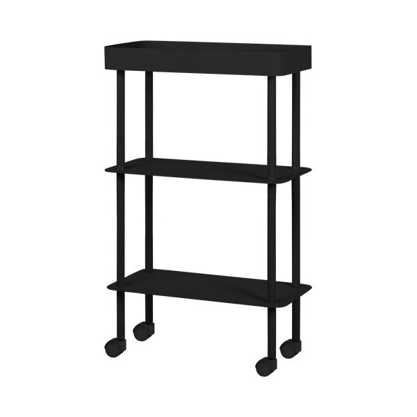 Juodos spalvos iš metalo lentyna ant ratukų 60x97x30 cm Nolle – noo.ma
