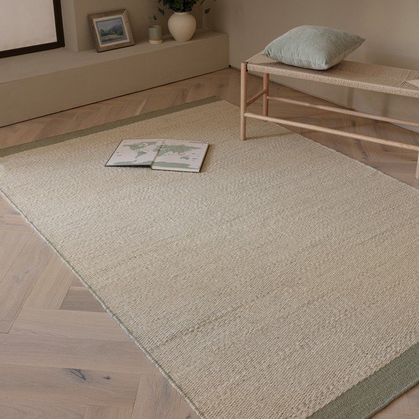 Rankų darbo kreminės spalvos/šalavijo spalvos iš vilnos kilimas 200x290 cm Lima Sage – Asiatic Carpets-image-1