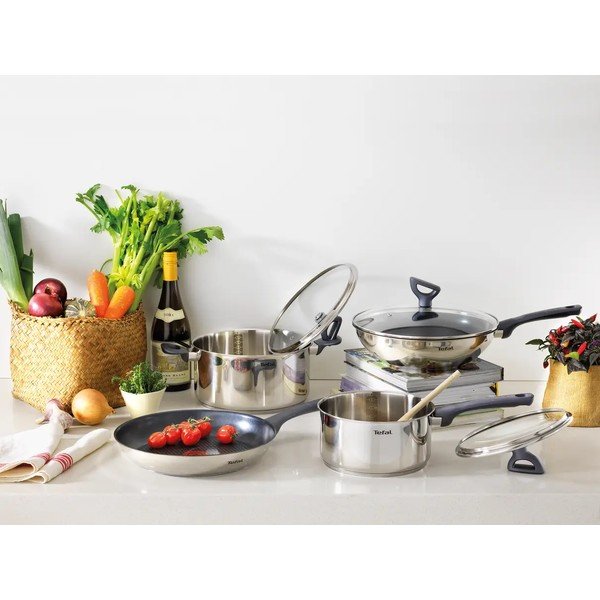 Wok keptuvė iš nerūdijančio plieno su dangčiu/su nelimpančia danga ø 28 cm Daily Cook G7309955 – Tefal-image-1