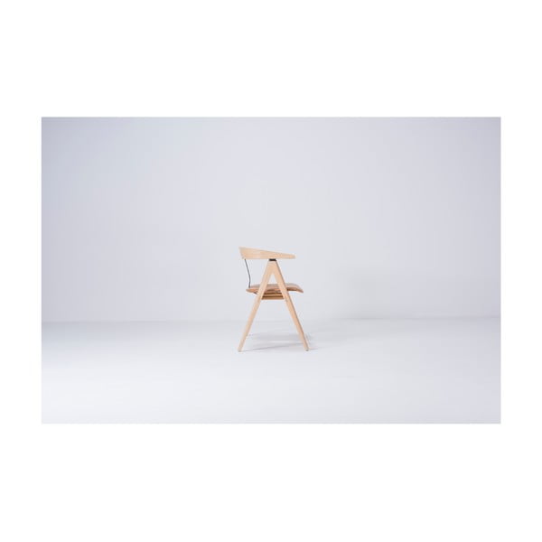 Suoliukas iš ąžuolo medienos su odine sėdyne Gazzda Ava-image-3