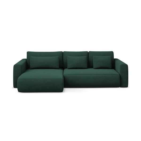 Žalios spalvos sulankstoma/su sandėliavimo vieta kampinė sofa (su kairiuoju kampu/su gultu) Kapua – Makamii