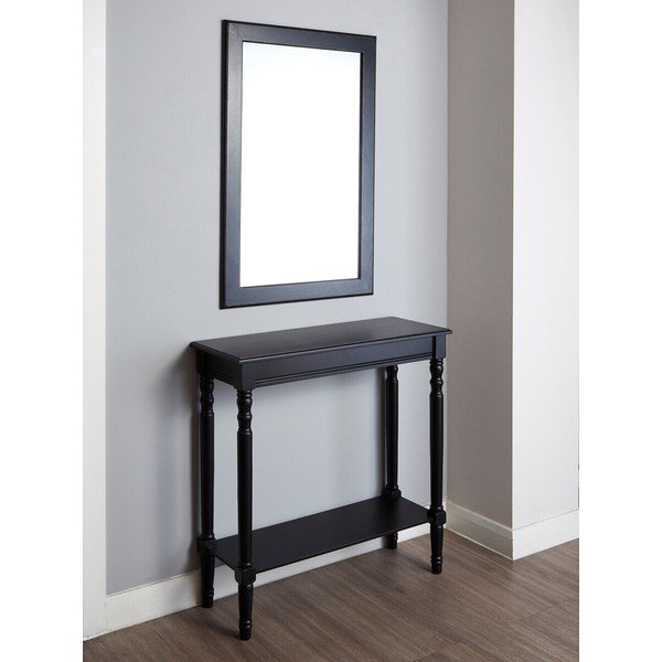 Juodos spalvos iš pušies masyvo konsolinis staliukas 30x80 cm Heritage – Premier Housewares-image-2