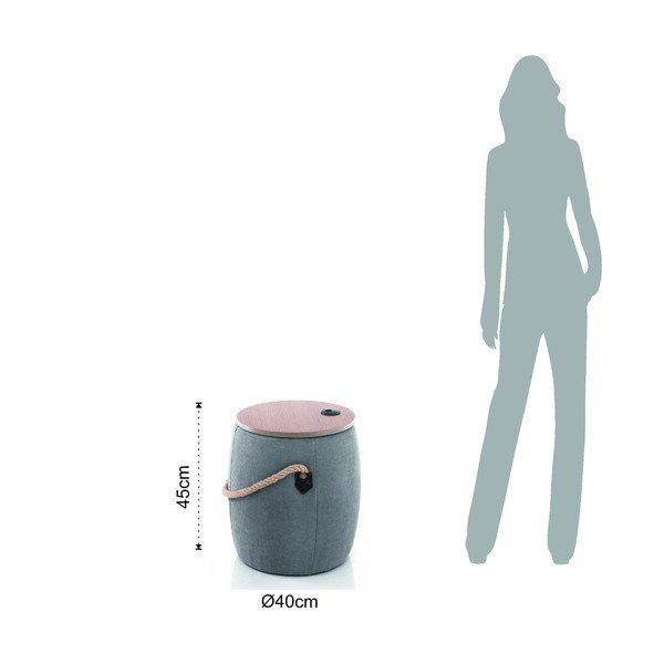 Pilkas pufas su daiktadėže Tomasucci Barril, ø 40 cm-image-4