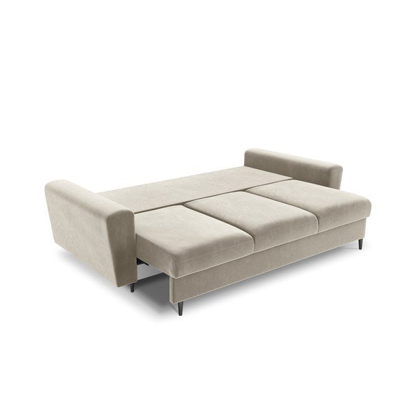 Smėlio spalvos iš velveto sulankstoma/su sandėliavimo vieta sofa 235 cm Kyoto – Cosmopolitan Design-image-2