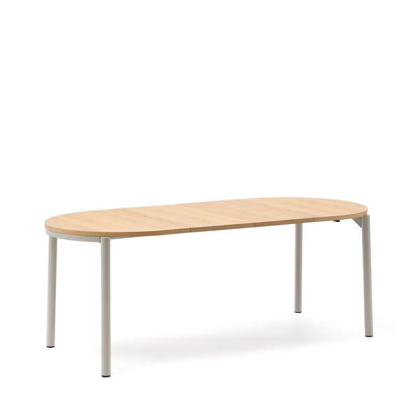 Prailginamas valgomojo stalas natūralios spalvos su ąžuolo dekoro stalviršiu 90x120 cm Montuiri – Kave Home-image-2