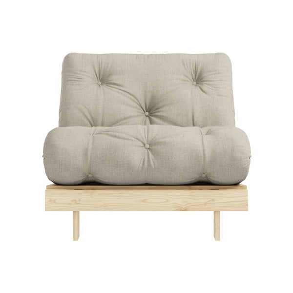 Pilkai smėlinės spalvos iš lino krėslas su lovos funkcija Roots – Karup Design-image-3