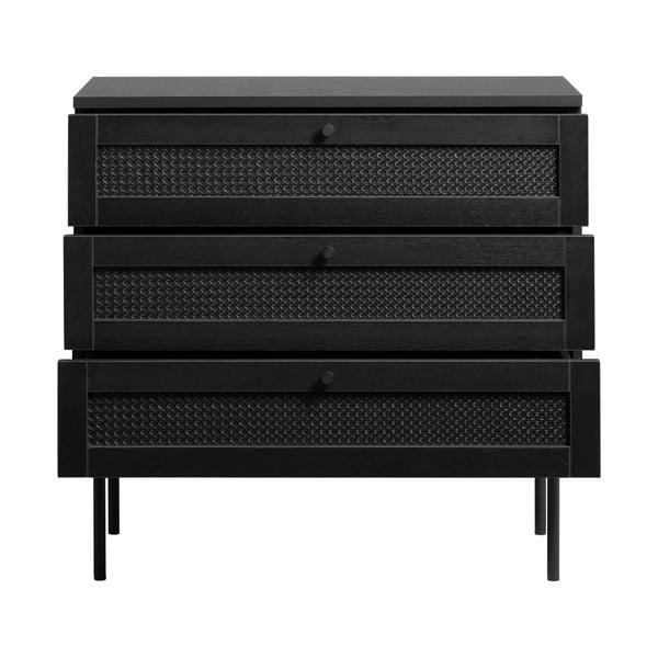 Juoda žema ąžuolinė komoda 80x75 cm Pensacola - Unique Furniture-image-4