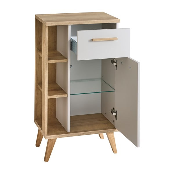 Kreminės spalvos/natūralios spalvos žema vonios daiktadėžė iš ąžuolo 50,5x89,5 cm Quickset 966 – Pelipal-image-2