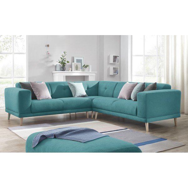 Turkio spalvos kampinė sofa su otomanu Bobochic Paris Luna-image-4