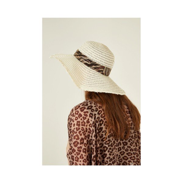Smėlio spalvos moterų šiaudinė skrybėlė Alexander McKensey Zebra-image-2
