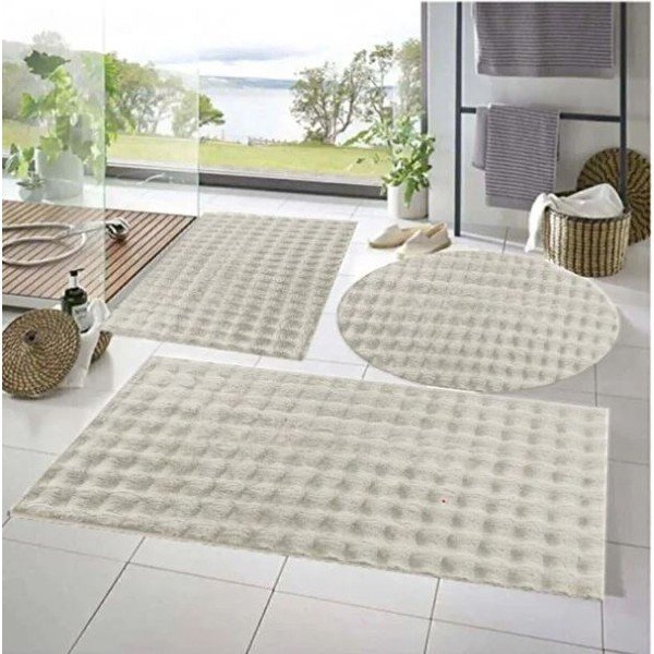 Kreminės spalvos vonios kilimėliai 3 vnt. 60x100 cm Powder – Mila Home