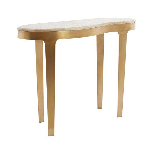 Bronzinės spalvos/taupe spalvos su marmuriniu stalviršiu konsolinis staliukas 40x110 cm Giulio – Light & Living