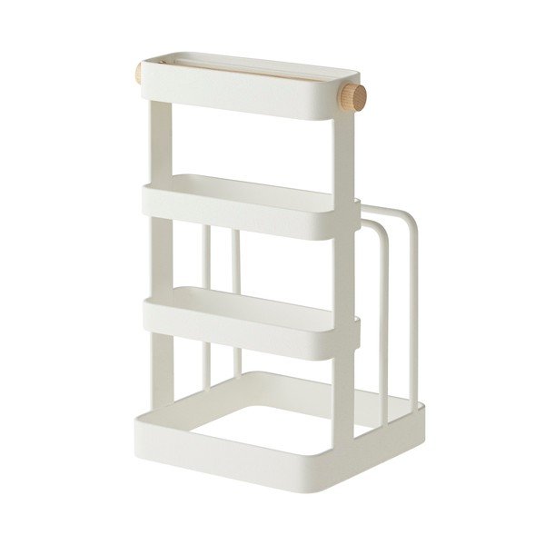 Baltas stovas su buko medienos detalėmis peiliams ir pjaustymo lentoms YAMAZAKI Tosca