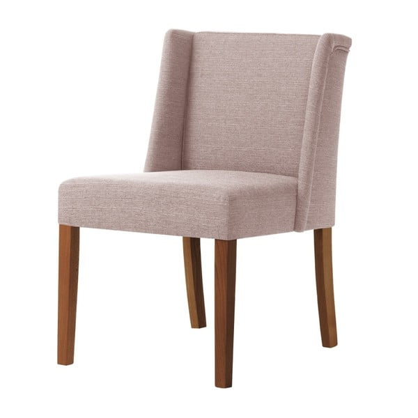 Pudrinės rožinės spalvos kėdė su tamsiai rudomis buko medienos kojomis Ted Lapidus Maison Zeste