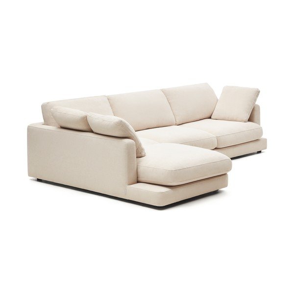 Smėlio spalvos kampinė sofa iš šenilinio audinio (su kairiuoju kampu/su gultu) Gala – Kave Home-image-2