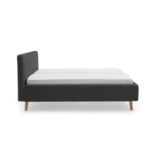 Antracito spalvos dvigulė lova audiniu dengta su sandėliavimo vieta su lovos grotelėmis 160x200 cm Mattis Cord – Meise Möbel-image-3