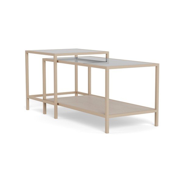 Pilkos spalvos iš plieno kavos staliukai 2 vnt. 50x90 cm Seaford – Actona-image-2