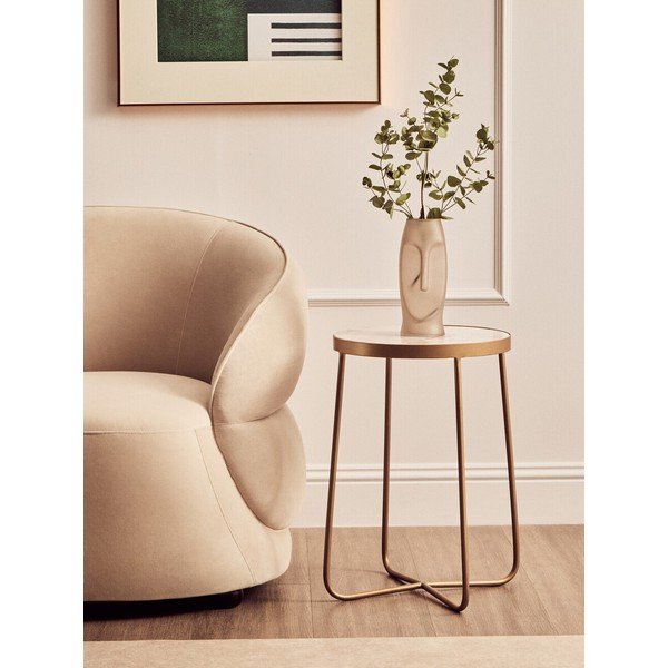 Su marmuriniu stalviršiu apvalios formos šoninis stalas ø 36 cm Shalimar – Premier Housewares-image-1