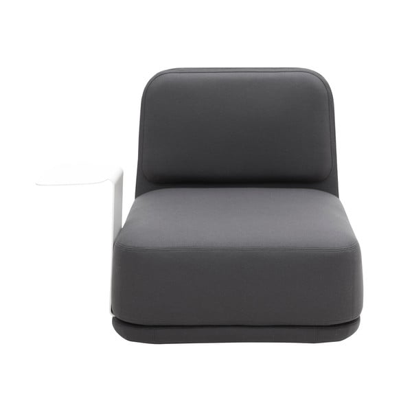 Tamsiai pilkas fotelis su baltu metaliniu staliuku Softline Standby Medium + Side Table