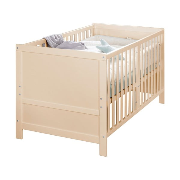 Natūralios spalvos vaikiška lovelė reguliuojamas aukštis 70x140 cm Easy Sleep – Roba-image-3