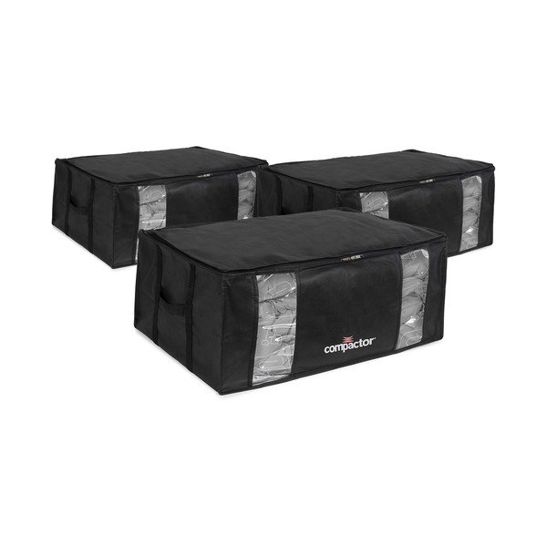 Vakuuminės juodos spalvos iš plastiko daiktadėžės 3 vnt. 65x45x27 cm Black Edition – Compactor-image-2