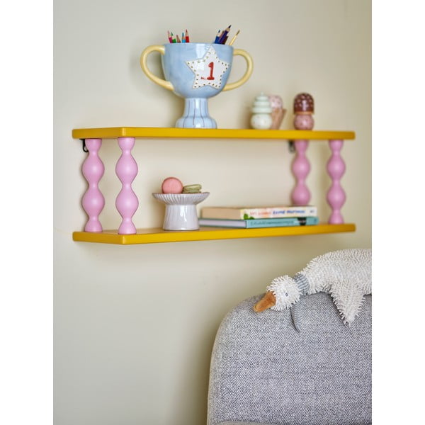Geltonos spalvos kelių aukštų vaikiška sieninė lentyna 60 cm Bibiola – Bloomingville Mini-image-1
