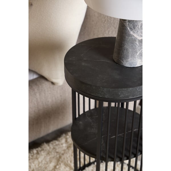 Naktinis staliukas juodos spalvos su marmuro dekoro stalviršiu Strington – Actona-image-2