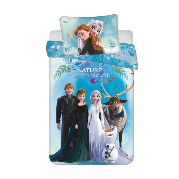 Mėlynos spalvos iš medvilnės vaikiška patalynė vaikiškai lovai 100x135 cm Frozen "Blue" – Jerry Fabrics