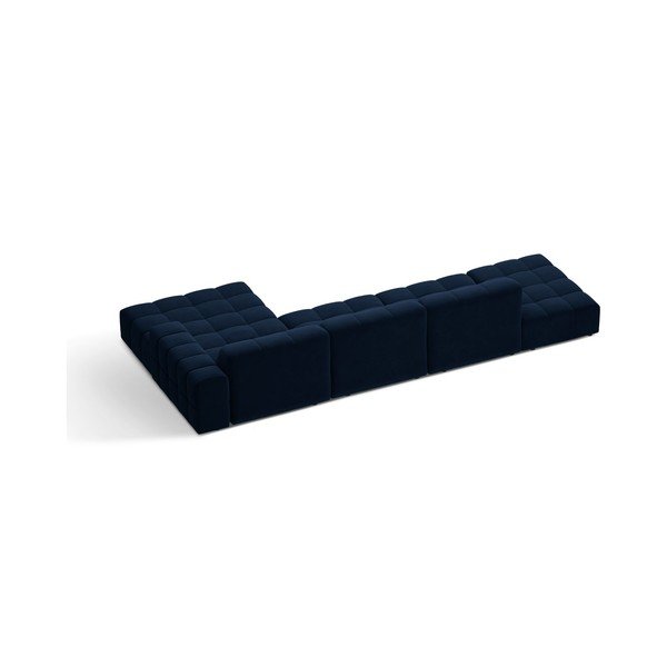 Tamsiai mėlynos spalvos kampinė sofa iš velveto (su dešiniuoju kampu/su gultu) Chicago – Cosmopolitan Design-image-2