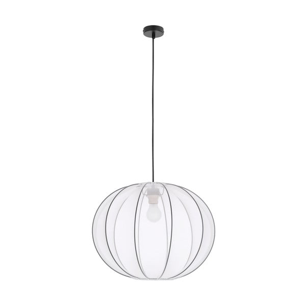 Baltos spalvos kabantis šviestuvas ø 52 cm su tekstiliniu gaubtu Mellow – Candellux Lighting