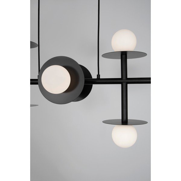 Baltos spalvos/juodos spalvos iš metalo kabantis šviestuvas su stiklo gaubtu Pielo – Nova Luce-image-2