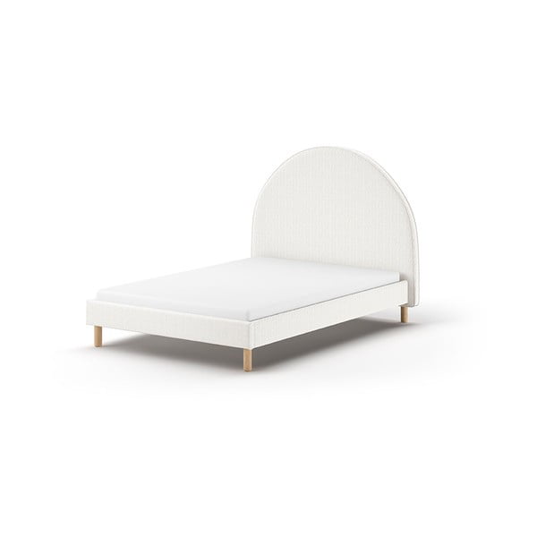 Viengulė audiniu dengta lova baltos spalvos su lovos grotelėmis 140x200 cm MOON – Vipack
