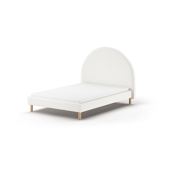 Viengulė audiniu dengta lova baltos spalvos su lovos grotelėmis 140x200 cm MOON – Vipack