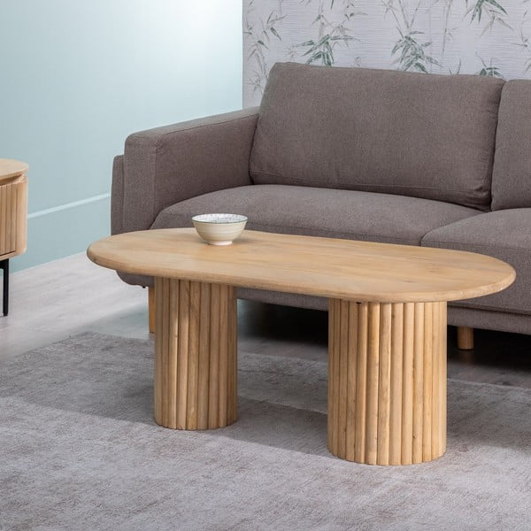 Iš mango masyvo kavos staliukas natūralios spalvos 60x120 cm Montmartre – Ixia-image-1