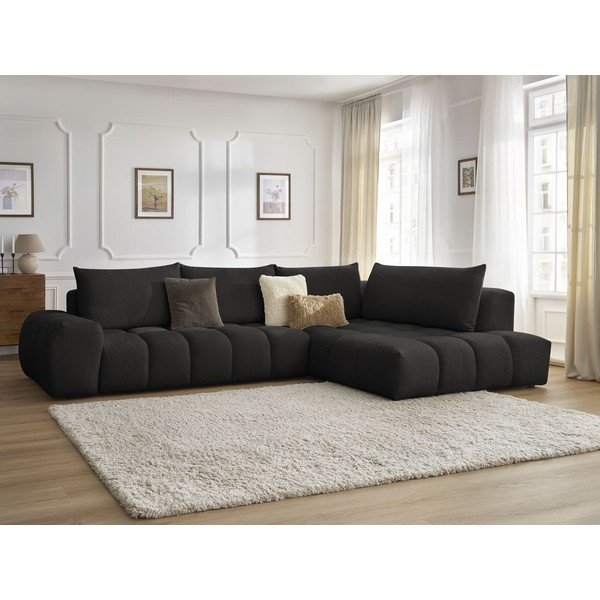Kampinė sofa juodos spalvos (su dešiniuoju kampu) Everest – Bobochic Paris-image-1