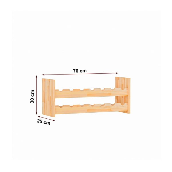 Natūralios spalvos sieninė vyno lentyna, pagaminta iš pušies medienos, butelių skaičius 14 Carol - Kalune Design-image-4